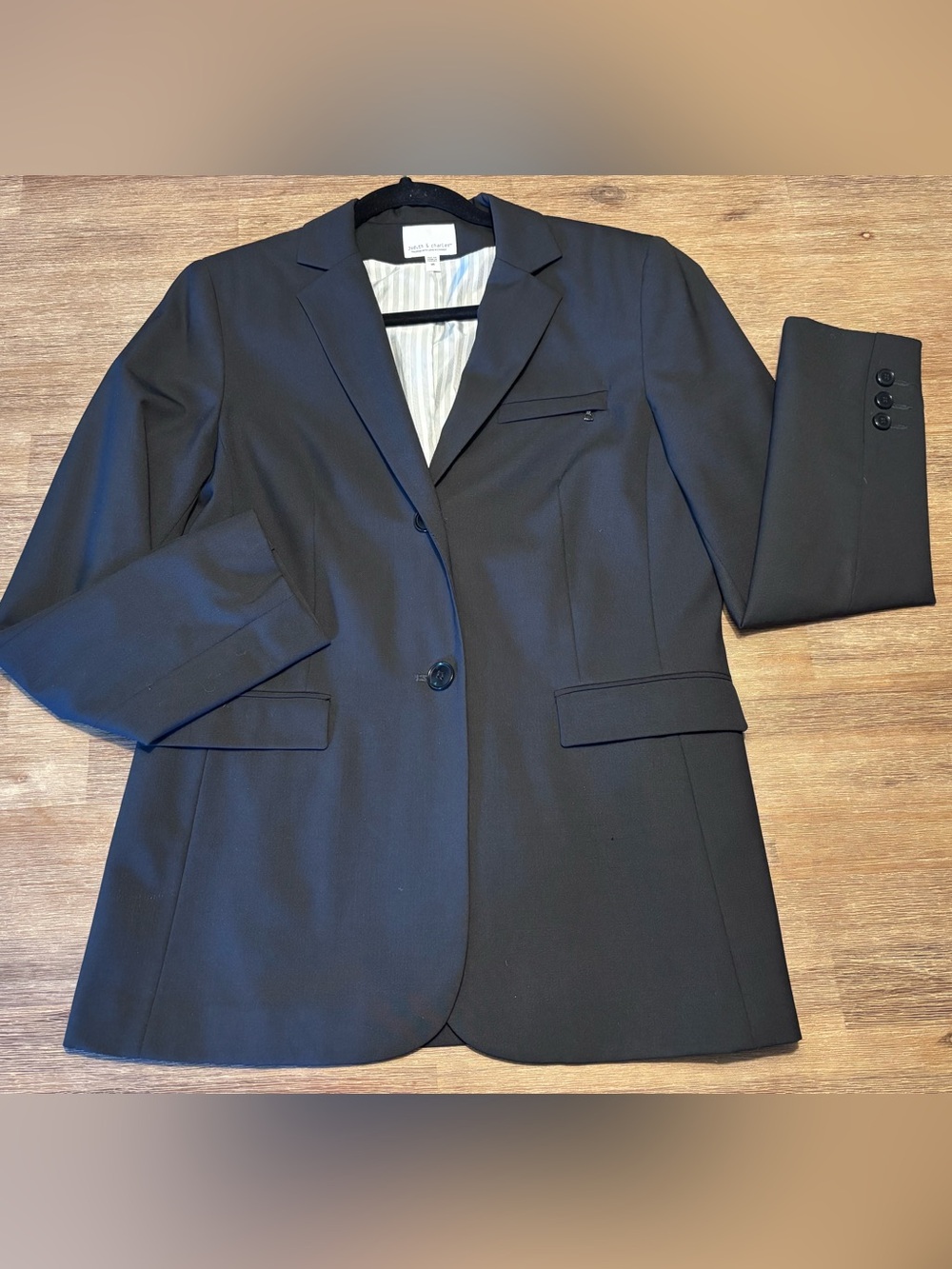 Judith& Charles Black Wool Blend tailored Blazer Jacket Size 10